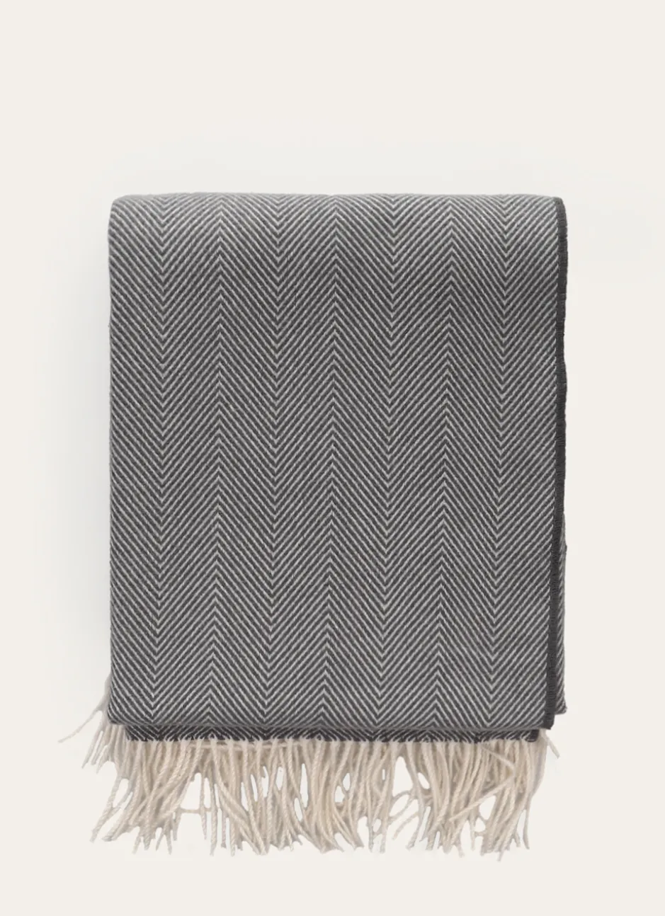 PLAID À MOTIFS CHEVRONS JACQUARD HANK GRIS