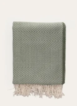 PLAID À MOTIFS JACQUARD MOSAÏQUES ET CHEVRONS MOSA VERT