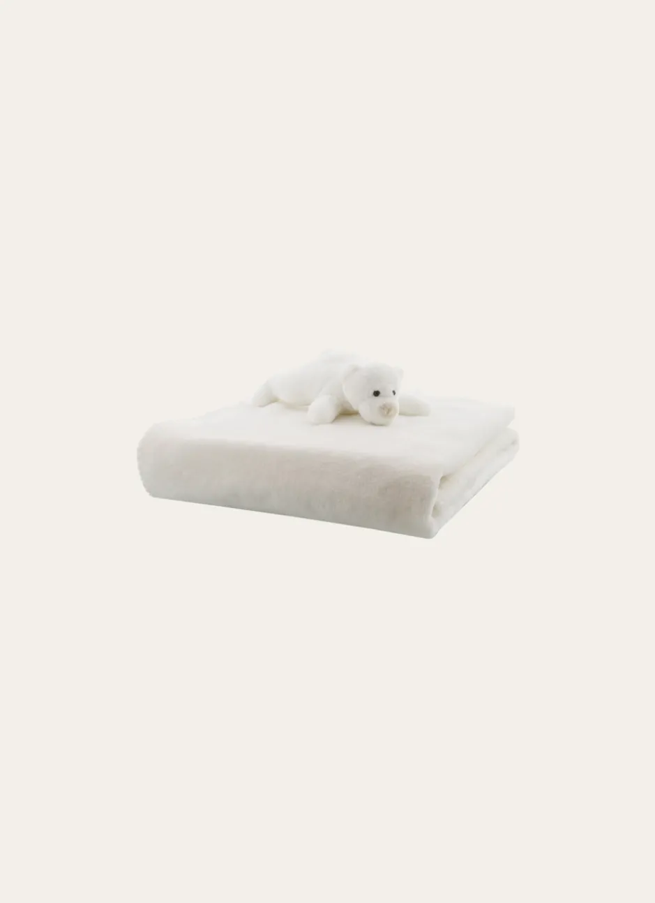 PLAID DOUDOU AVEC PELUCHE EN RELIEF OURS