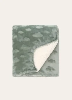 PLAID DOUX À MOTIFS NUAGES vert