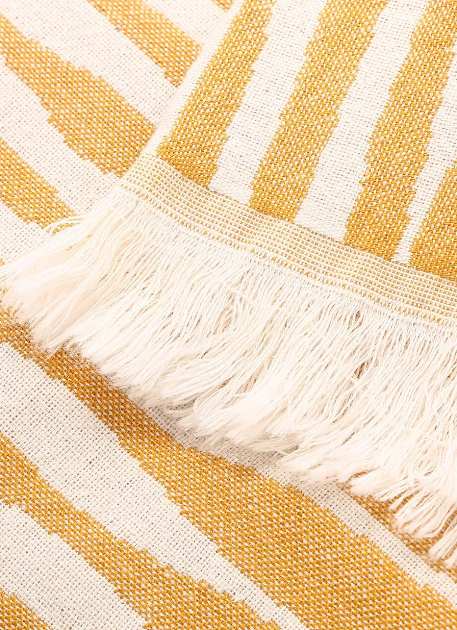 PLAID EN COTON JACQUARD MOTIF ZÈBRE JAUNE FONCE
