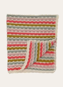 PLAID EN TRICOT DE COTON RAYÉ MULTICOLORE