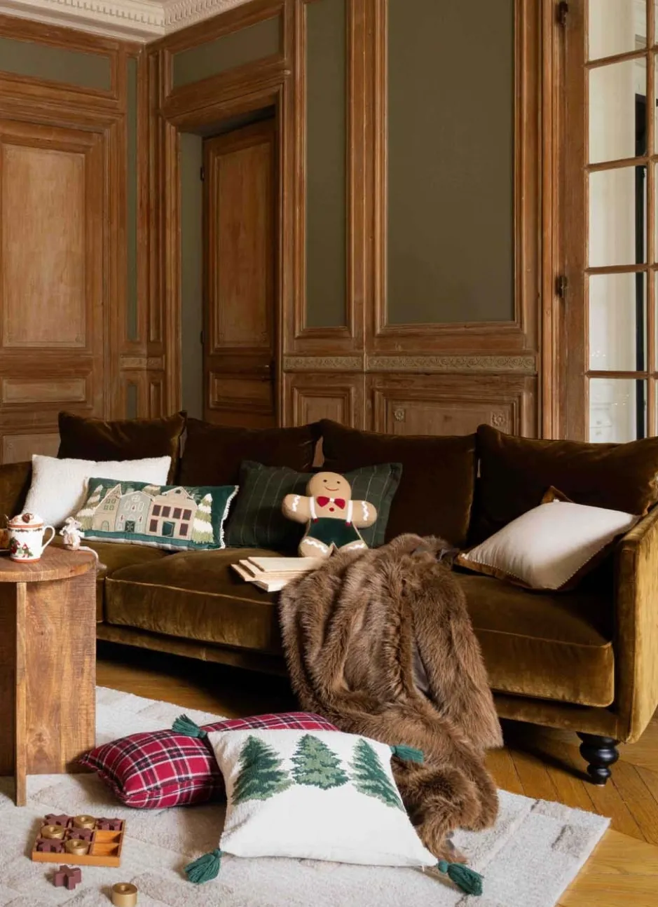 PLAID FAUSSE FOURRURE FAUVE BRUN