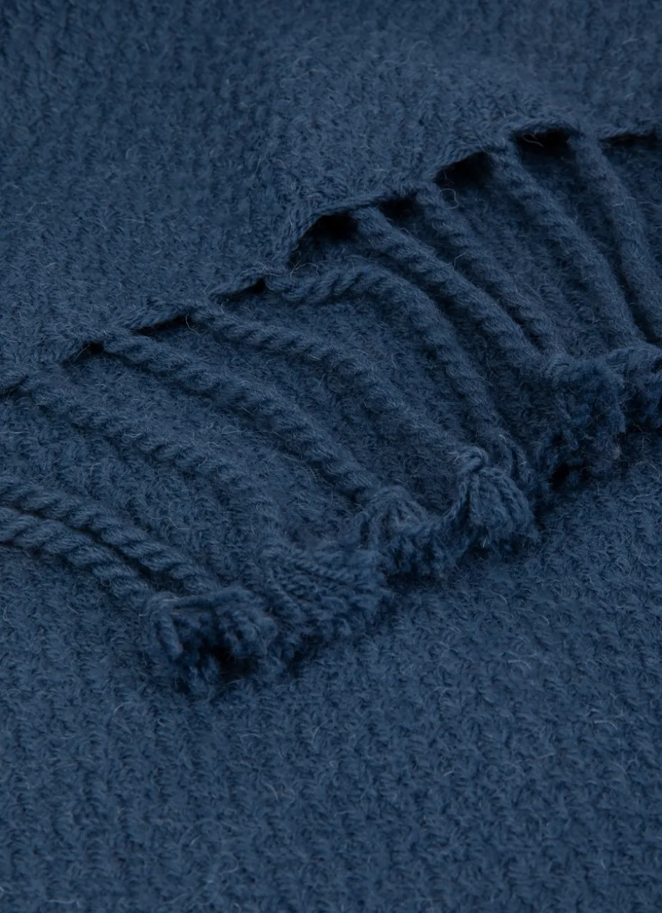 PLAID TISSÉ 100% LAINE MARINE