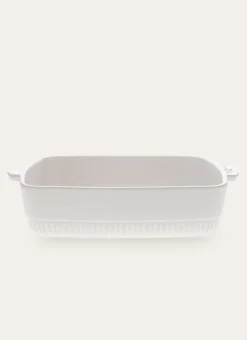 PLAT À FOUR EN GRÈS RECTANGLE AUTHENTIQUE BLANC