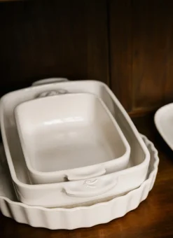 PLAT À TARTE EN GRÈS AUTHENTIQUE BLANC