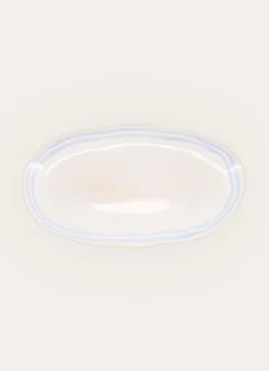 PLAT OVALE EN GRÈS CIEL CRÈME / BLEU