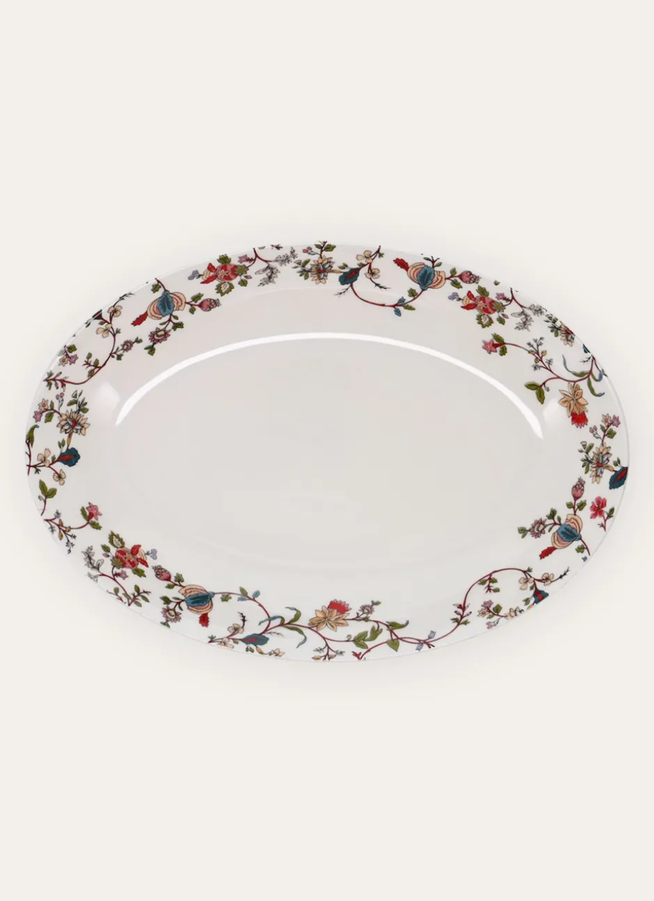 PLAT OVALE EN PORCELAINE JISPAHAN BLANC
