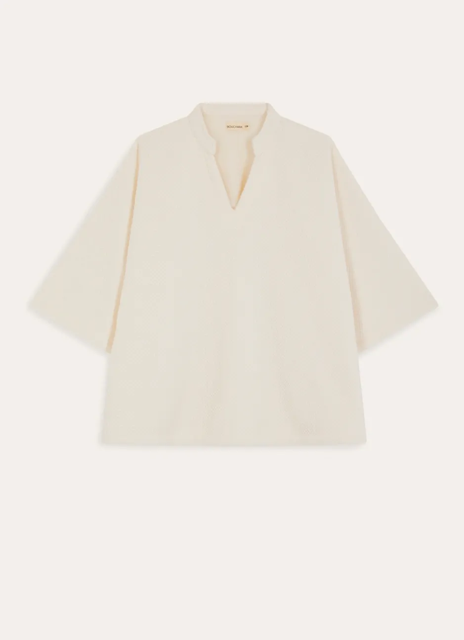 PONCHO DOUBLE POLAIRE CAFFY ECRU