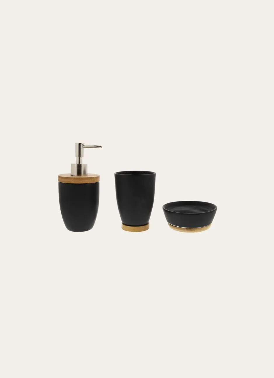 PORTE-SAVON EN GRÈS ET BAMBOU NOIR/BAMBOU