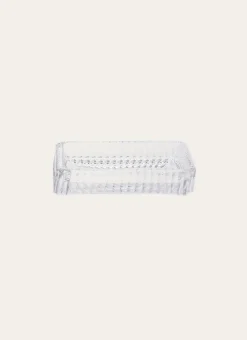 PORTE-SAVON EN VERRE STRIÉ TRANSPARENT