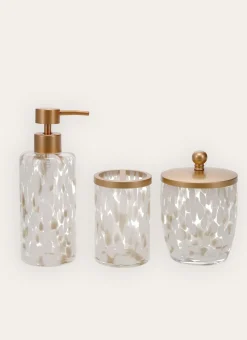 POT DE SALLE DE BAIN MODERNE EFFET TACHETÉ BLANC/DORE