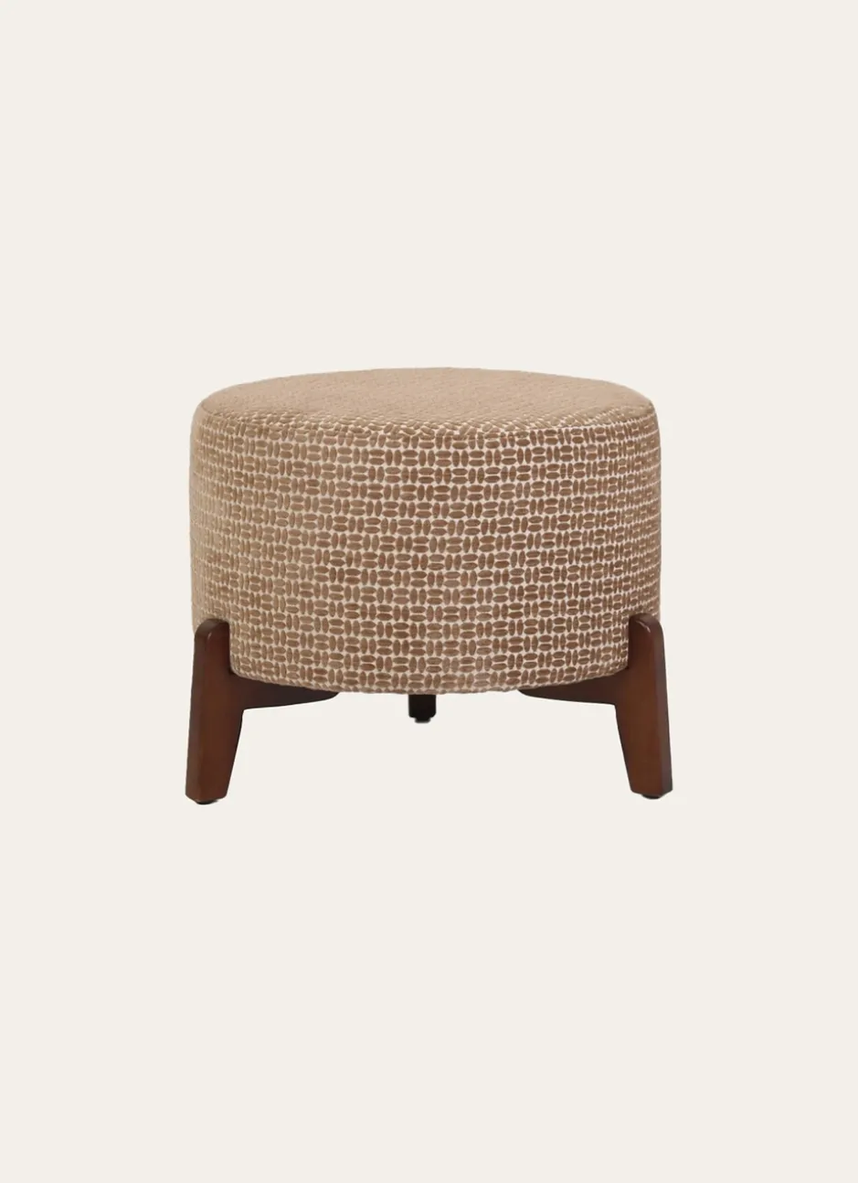 POUF EN TISSU À 3 PIEDS ÉCRU / TABAC