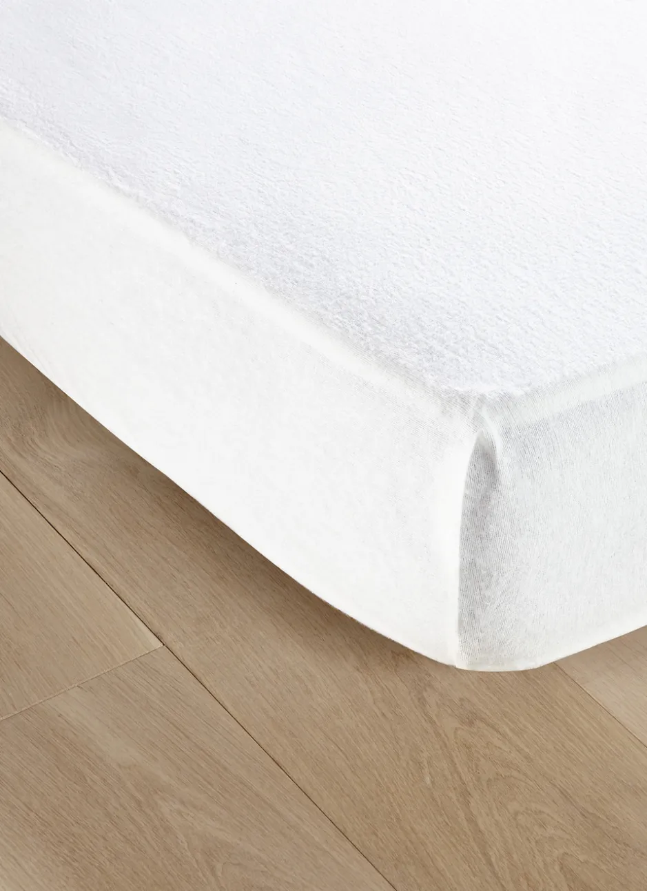 PROTÈGE-MATELAS FLANELLE DE COTON IMPERMÉABLE 130G BLANC