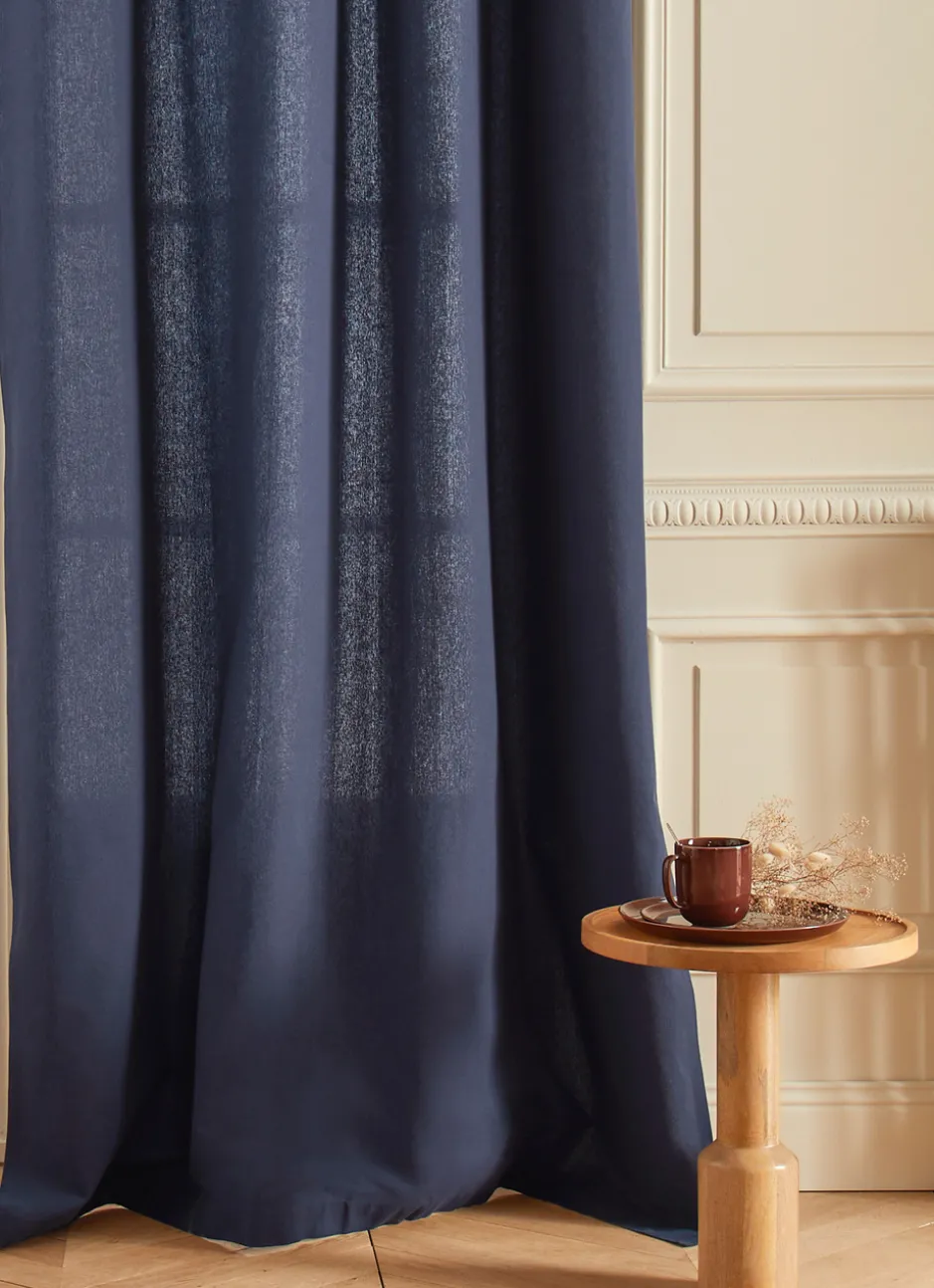 RIDEAU EN COTON ÉPAIS UNI INDIGO