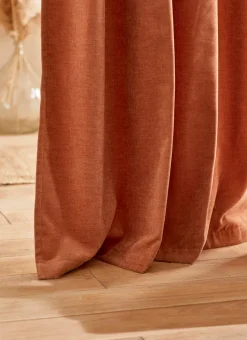 RIDEAU EN VELOURS CHENILLE UNI TERRACOTTA