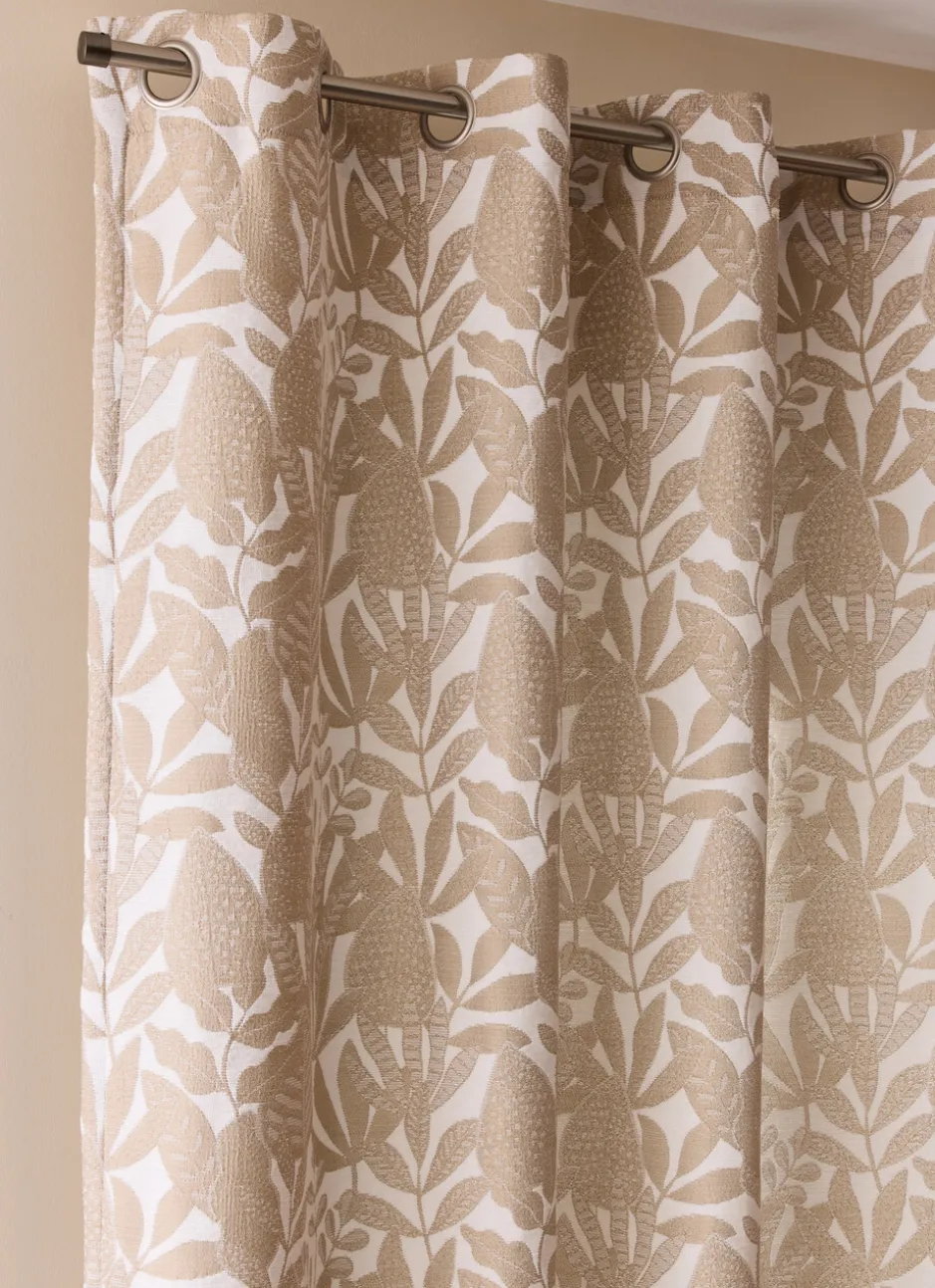 RIDEAU JACQUARD AVEC MOTIF VÉGÉTAL CONTRASTÉ NATUREL