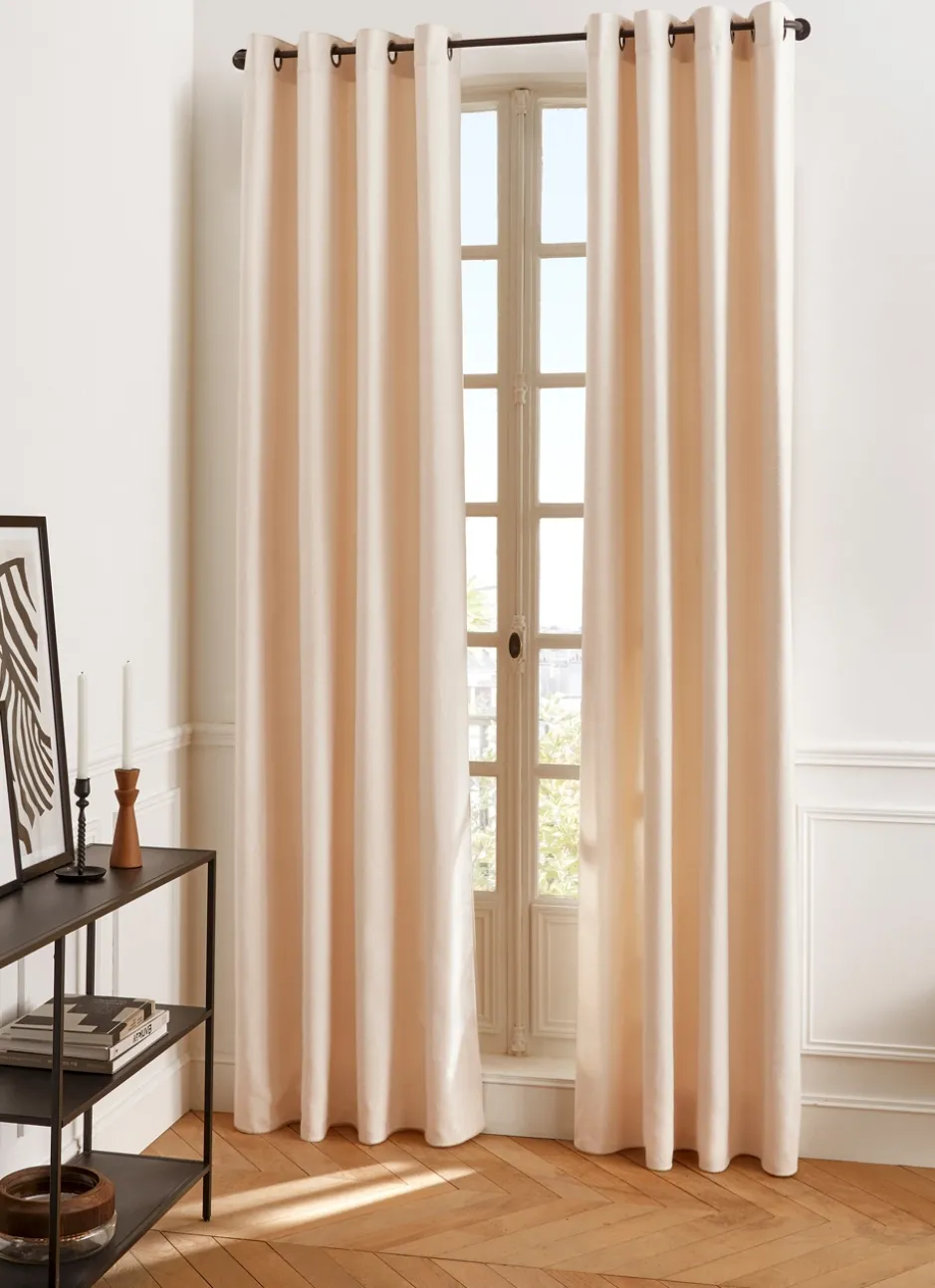 RIDEAU TAMISANT UNI TISSAGE CHEVRON TIAMO BLANC
