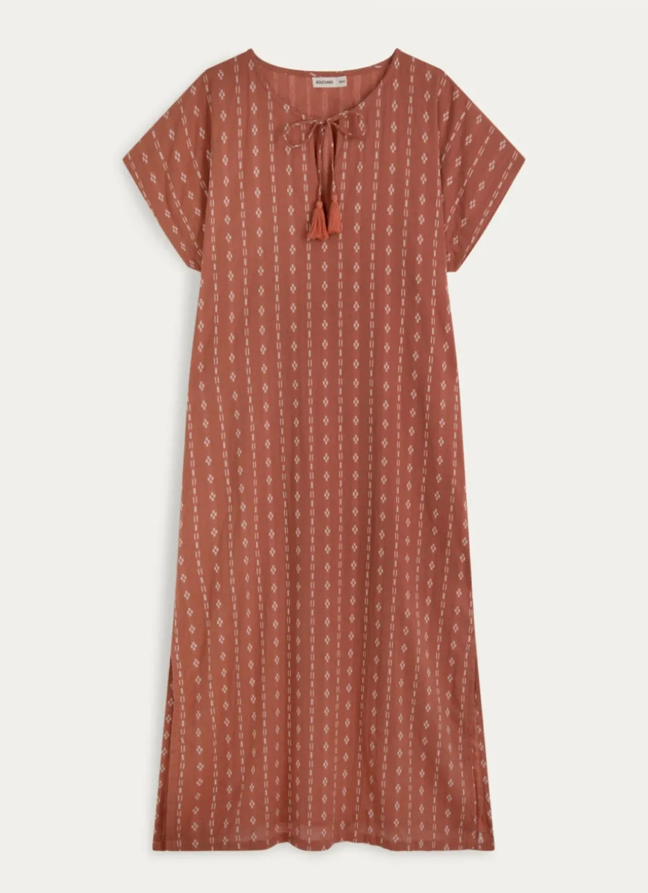 ROBE LONGUE MANCHES COURTES BRUN SIENNE ARAGON