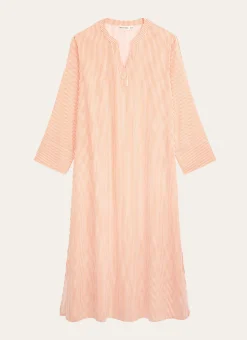 ROBE LONGUE RAYURE ÉCRU/ORANGE