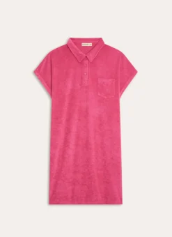 ROBE MANCHES COURTES EN MATIÈRE ÉPONGE FUSCHIA