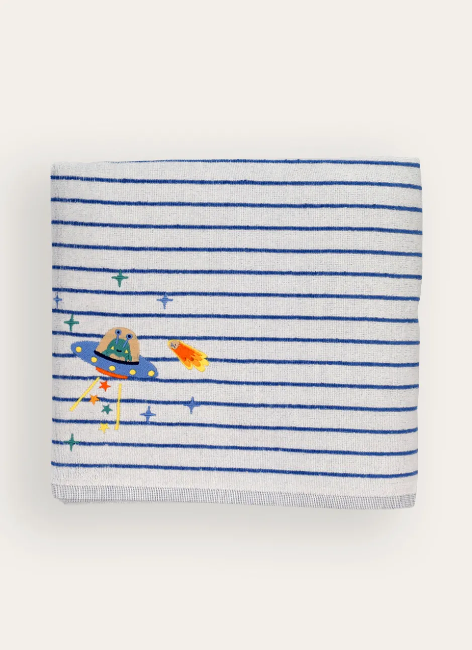 SERVIETTE DE BAIN POUR ENFANT AVEC BRODERIE ASTRAL BLANC