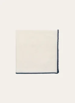 SERVIETTE DE TABLE EN COTON ET LIN BOURDON COLORÉ LAIT/BLEU