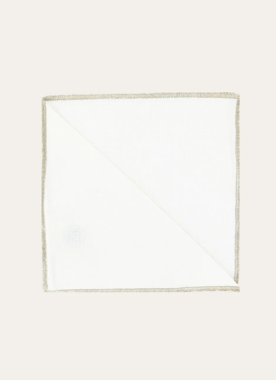 SERVIETTE DE TABLE EN COTON ET LIN BOURDON COLORÉ BLANC / OR