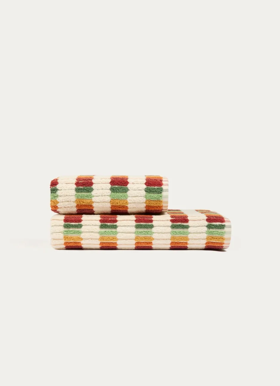 SERVIETTE DE TOILETTE À RAYURES FANTAISIES MULTICOLORE