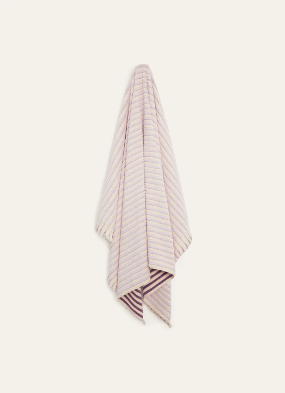 SERVIETTE DE TOILETTE À RAYURES DOUBLE FACE LILAS