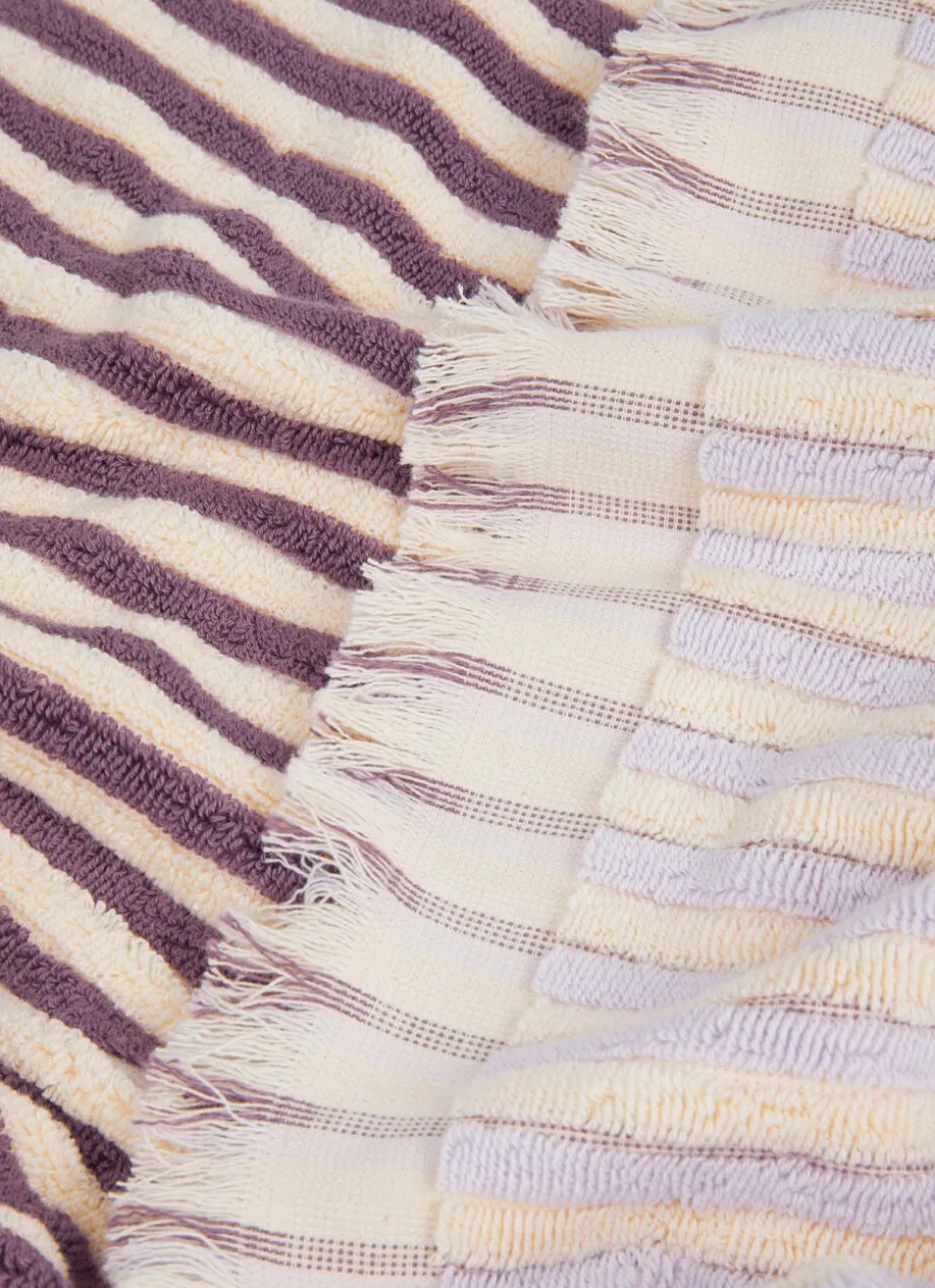 SERVIETTE DE TOILETTE À RAYURES DOUBLE FACE LILAS