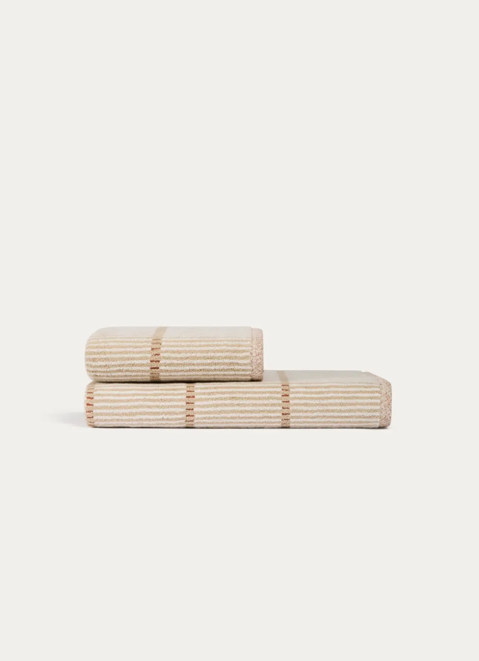SERVIETTE DE TOILETTE À RAYURES BEIGE