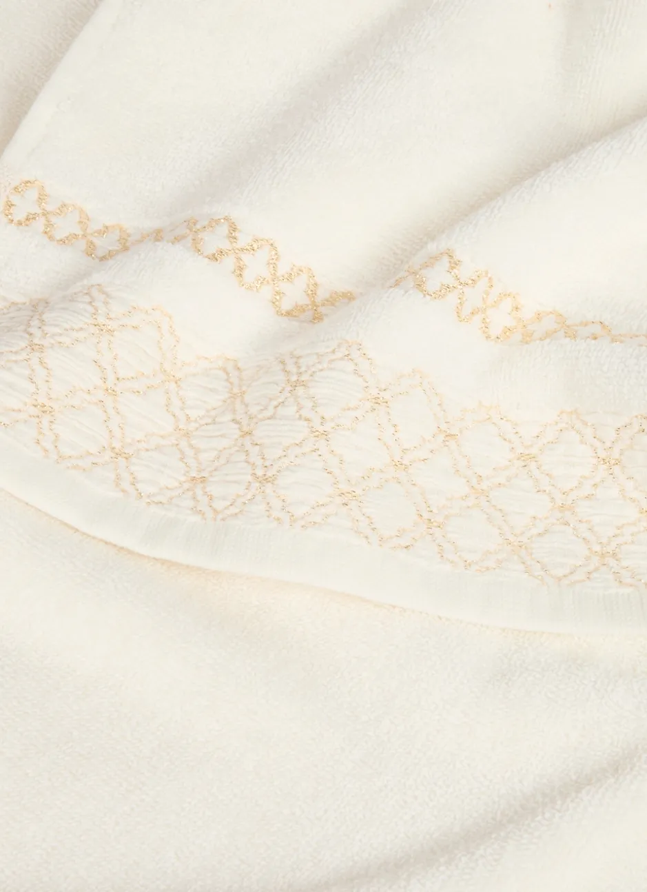 SERVIETTE DE TOILETTE BORDURE JACQUARD SHEHERAZADE BLANC CASSÉ