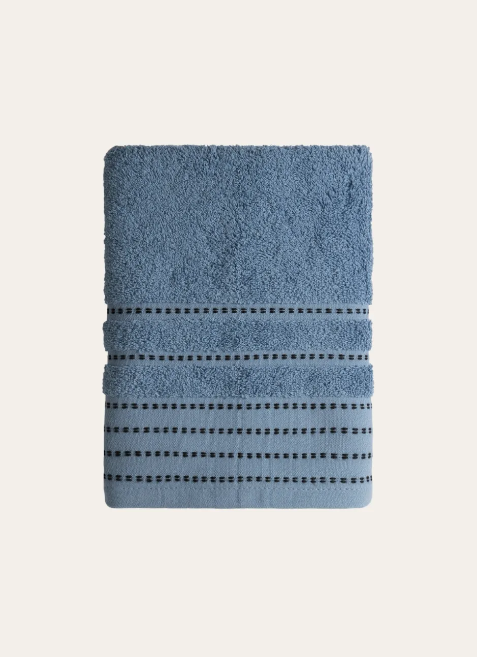 SERVIETTE DE TOILETTE COTON DÉTAILS POINTS BLEU