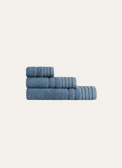 SERVIETTE DE TOILETTE COTON DÉTAILS POINTS BLEU