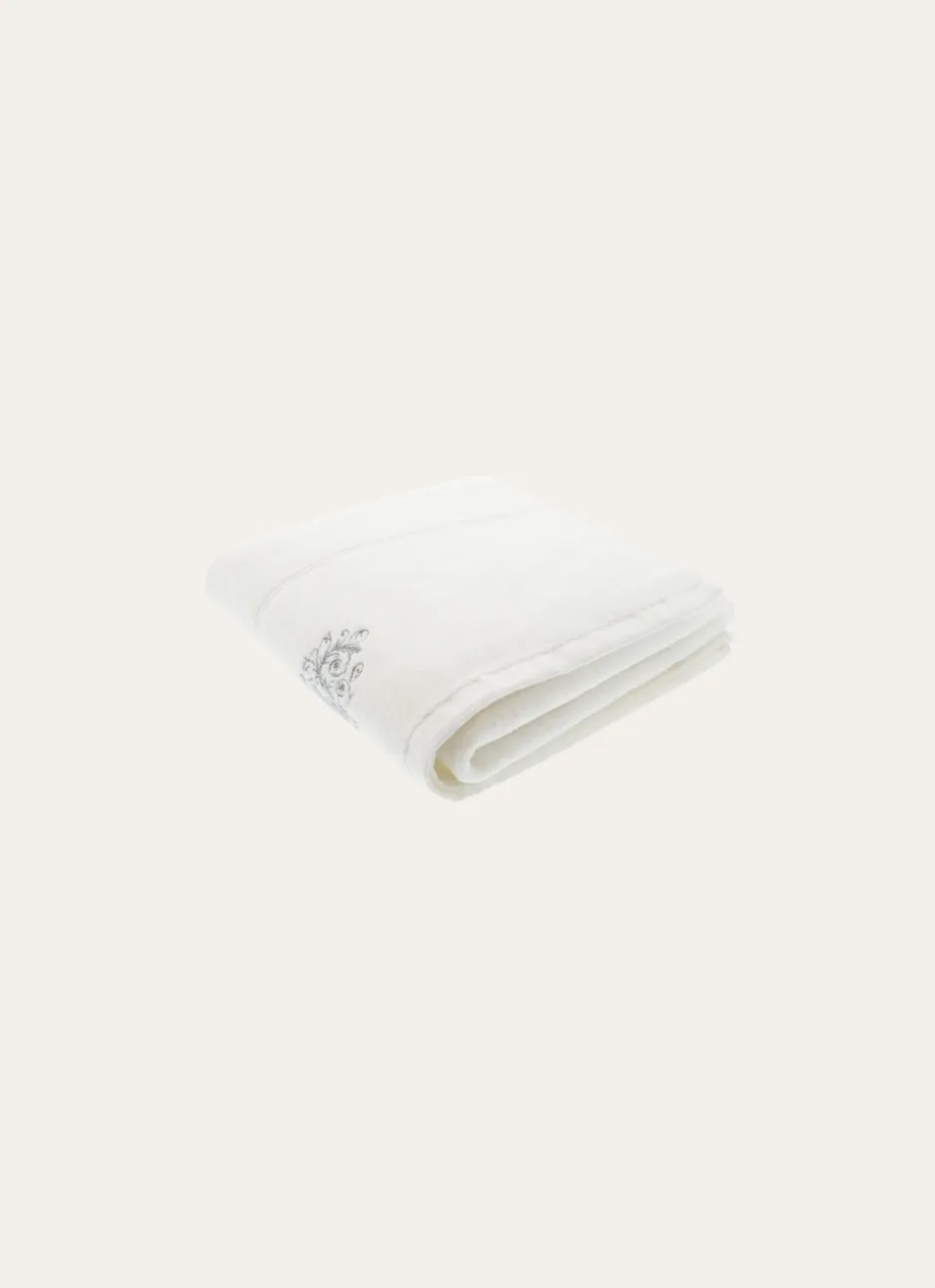 SERVIETTE DE TOILETTE EN VELOURS BRODÉE 500GR BLANC