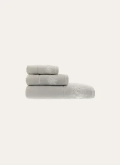 SERVIETTE DE TOILETTE EN VELOURS BRODÉE 500GR GRIS