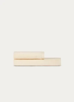 SERVIETTE DE TOILETTE EN COTON ET SOIE AGNES ECRU