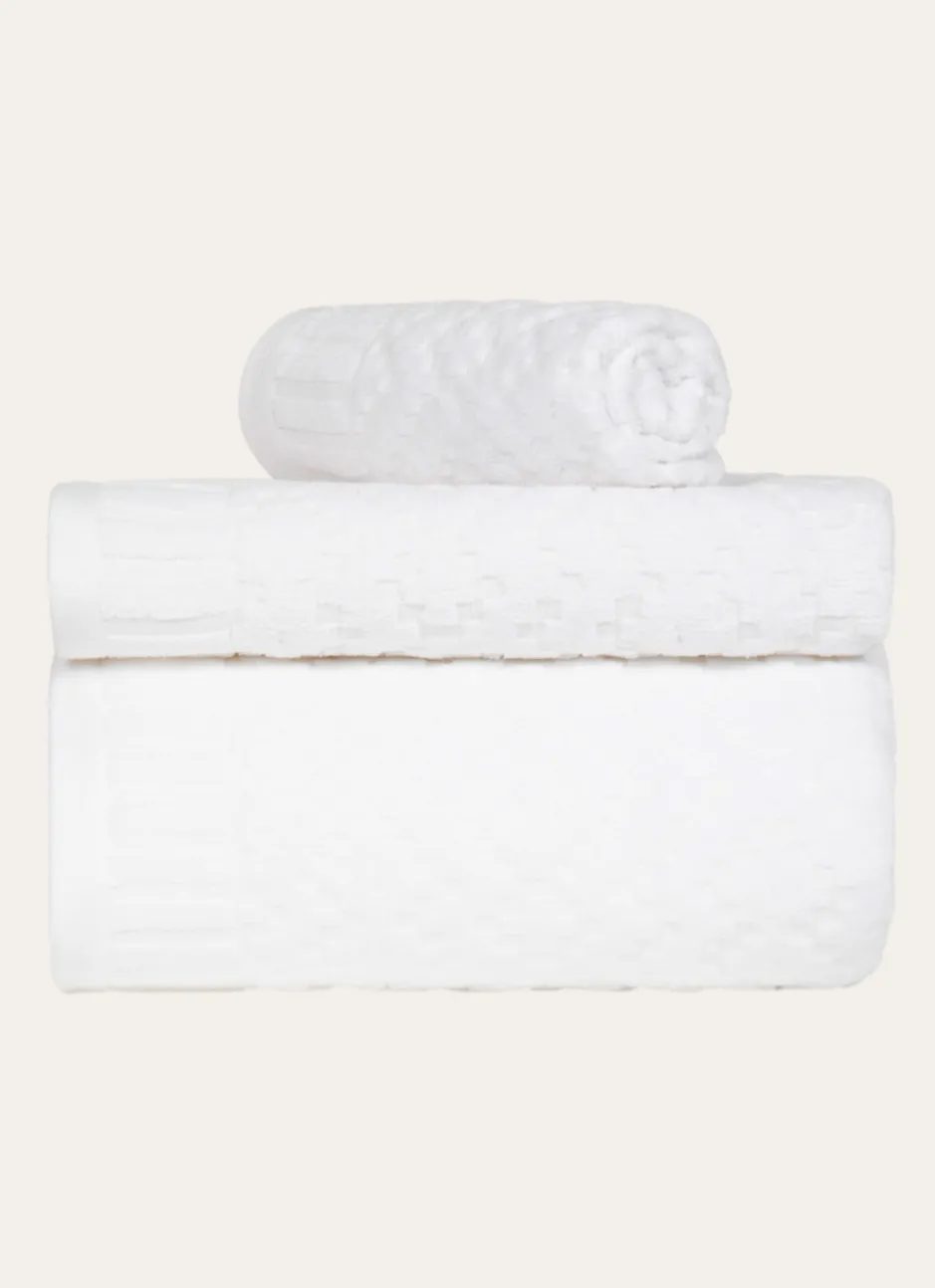 SERVIETTE DE TOILETTE EN JACQUARD BLANC