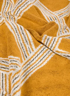 SERVIETTE DE TOILETTE JACQUARD MOTIFS GÉOMÉTRIQUES JAUNE OCRE