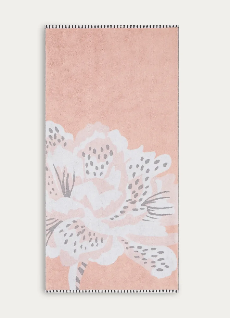 SERVIETTE DE TOILETTE JACQUARD MOTIF FLORAL ROSE