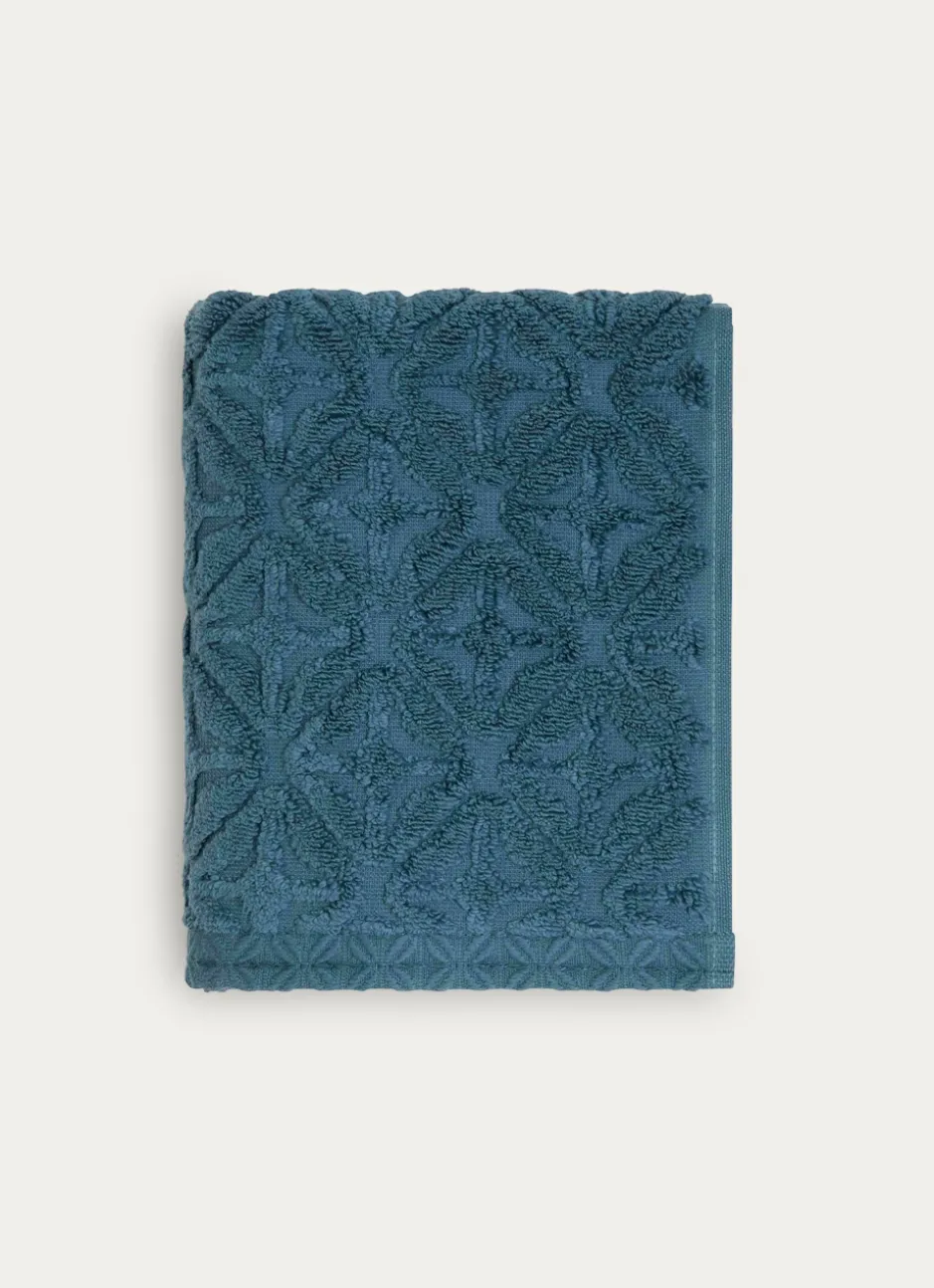 SERVIETTE DE TOILETTE JULIAN À MOTIF GÉOMÉTRIQUE BLEU