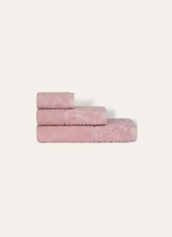 SERVIETTE DE TOILETTE LITEAU VELOURS CISELÉ ROSE
