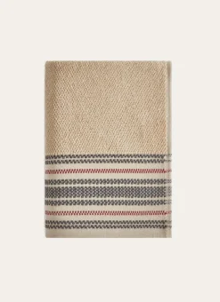 SERVIETTE DE TOILETTE UNIE AVEC LITEAU RAYÉ BEIGE