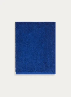SERVIETTE DE TOILETTE UNIE JACQUARD CISELÉ BLEU