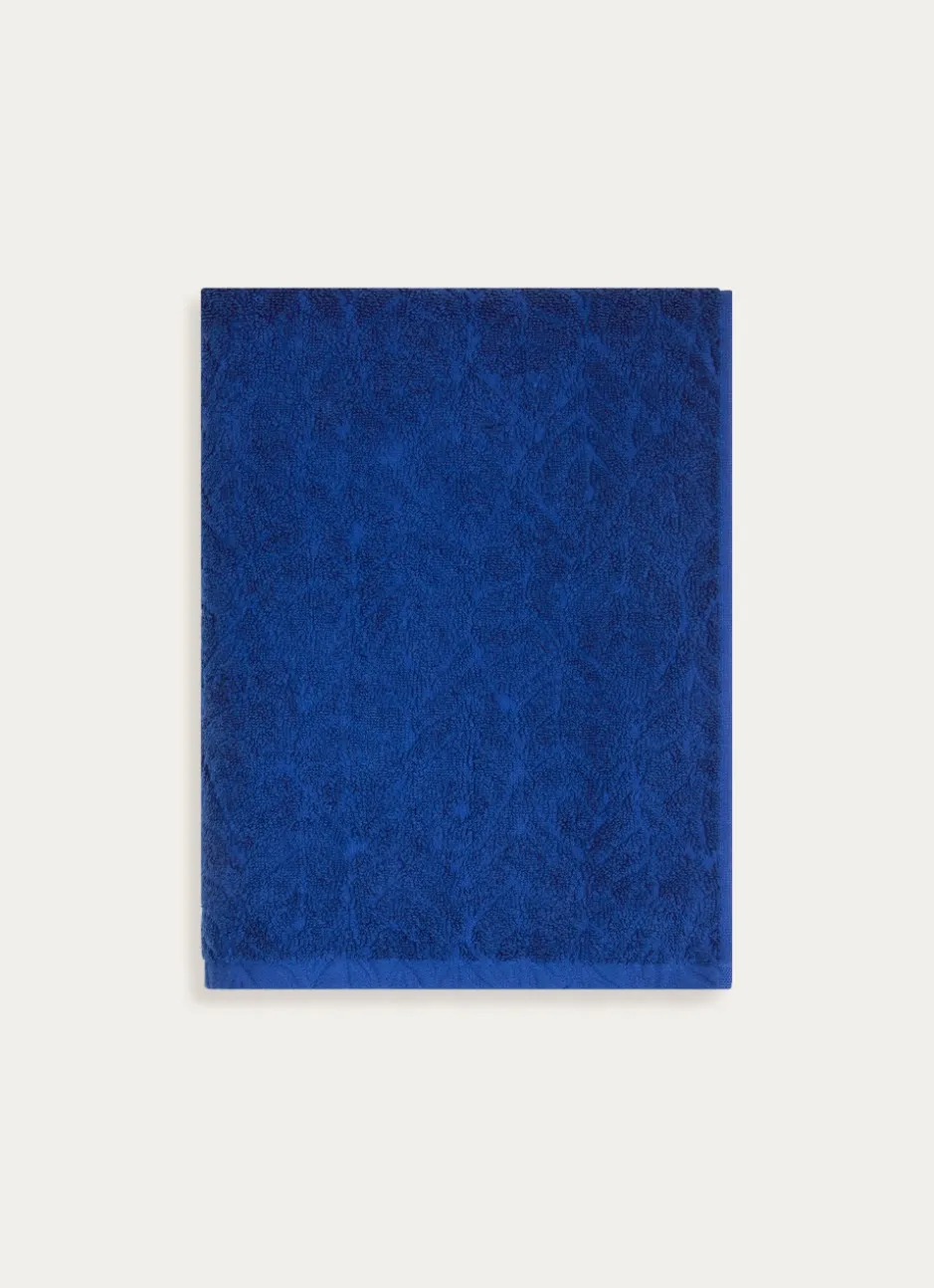 SERVIETTE DE TOILETTE UNIE JACQUARD CISELÉ BLEU