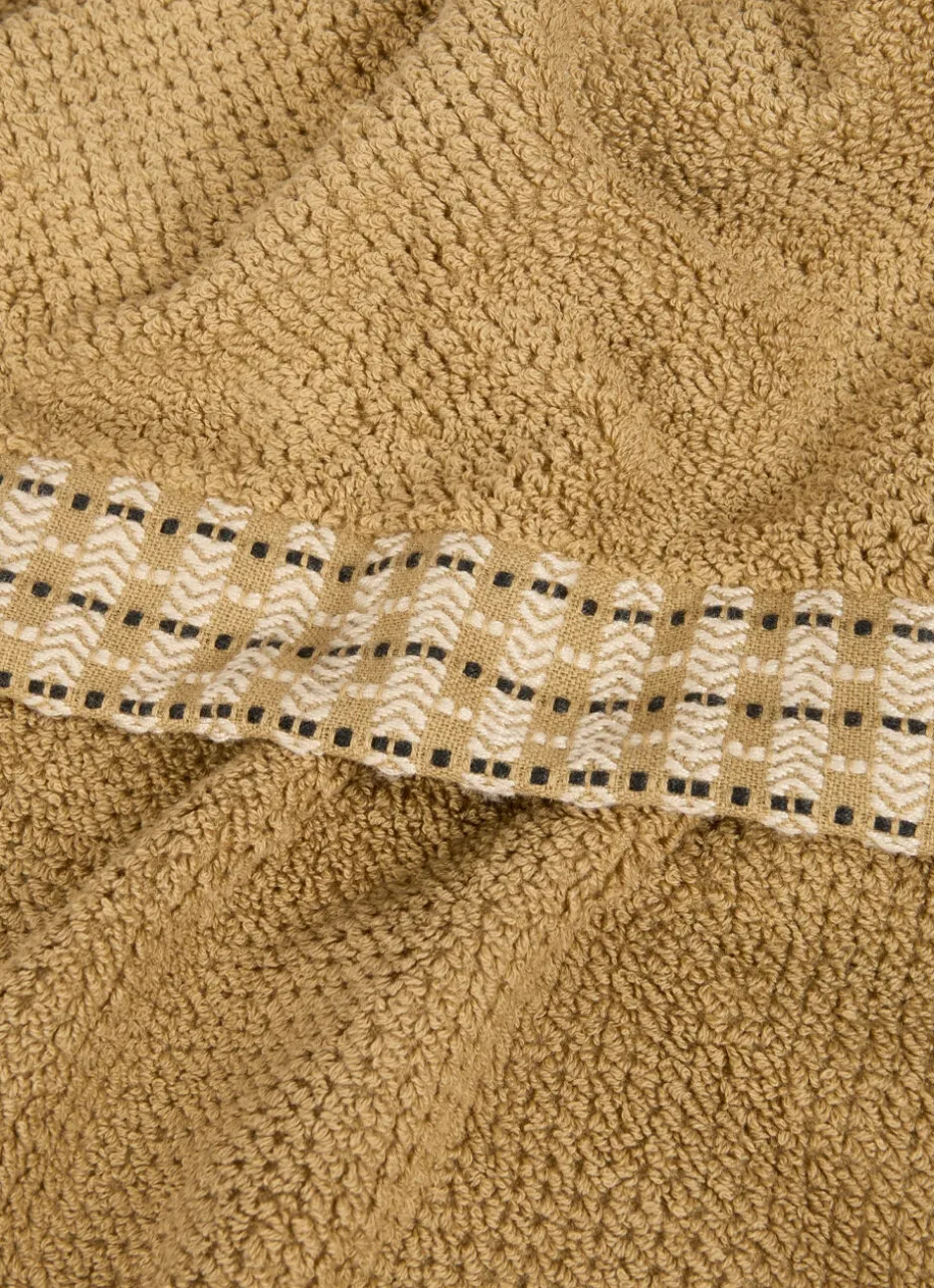 SERVIETTE DE TOILETTE UNIE AVEC LITEAU FANTAISIE VERT OLIVE
