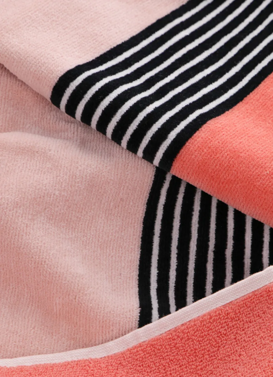 SERVIETTE INVITÉ BICOLORE EN VELOURS RAYÉ ROSE