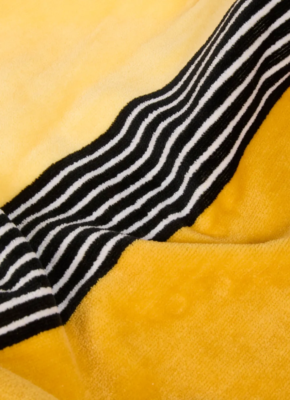 SERVIETTE INVITÉ BICOLORE EN VELOURS RAYÉ JAUNE