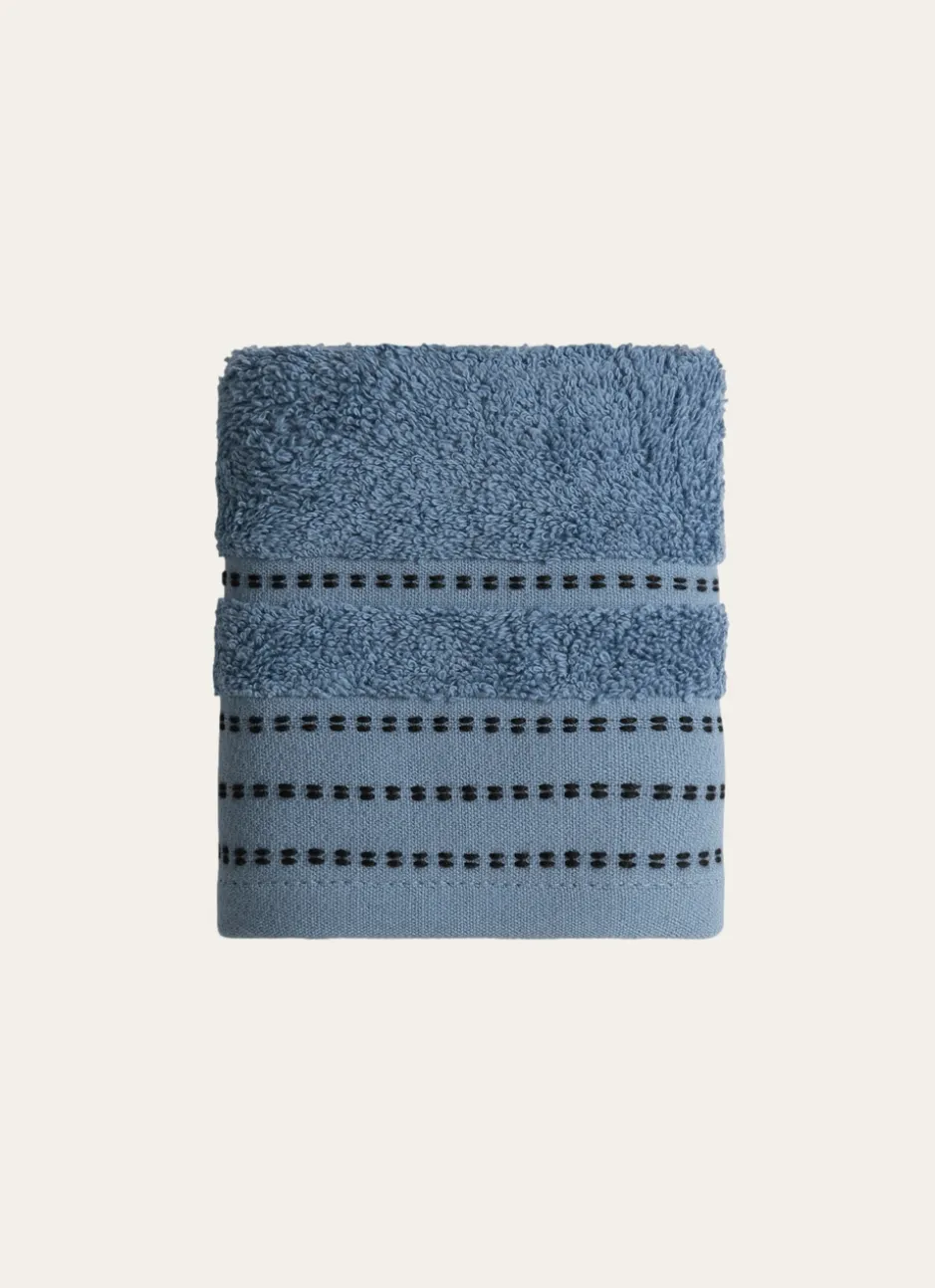 SERVIETTE INVITÉ EN COTON DÉTAILS POINTS BLEU